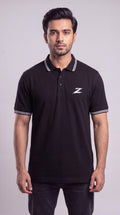 Signature Z Polo Shirt in Jet Black - front view
