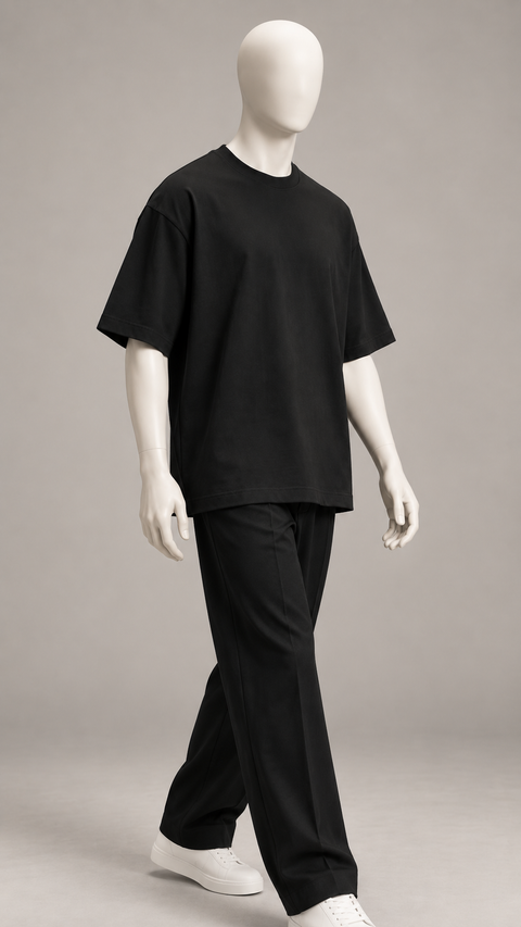 Classic Oversized Tee in Jet Black — mannequin pose 2