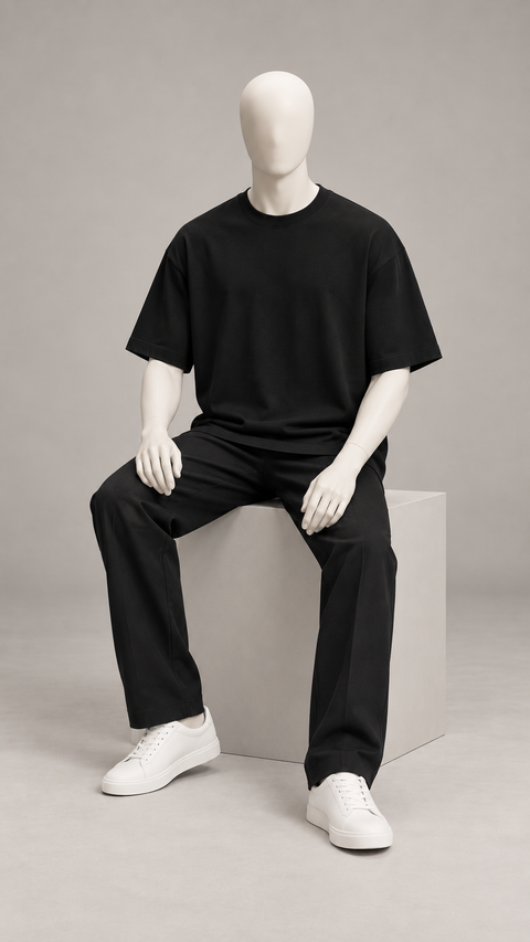 Classic Oversized Tee in Jet Black — mannequin pose 3