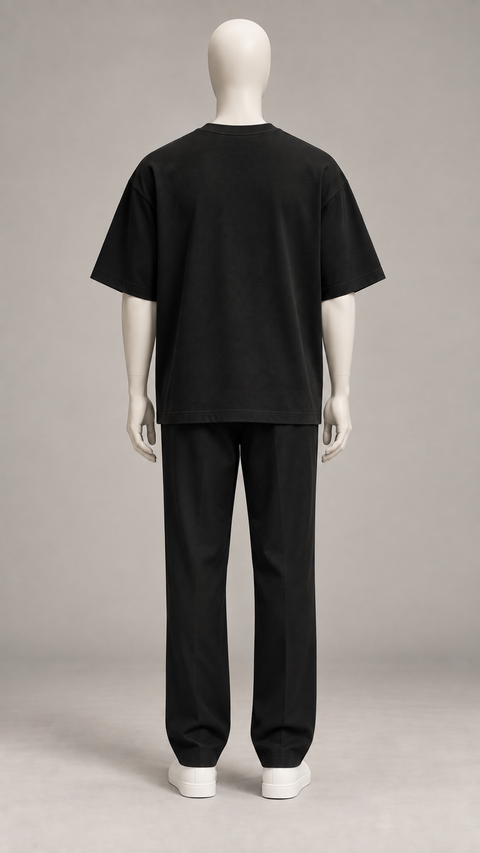 Classic Oversized Tee in Jet Black — back view