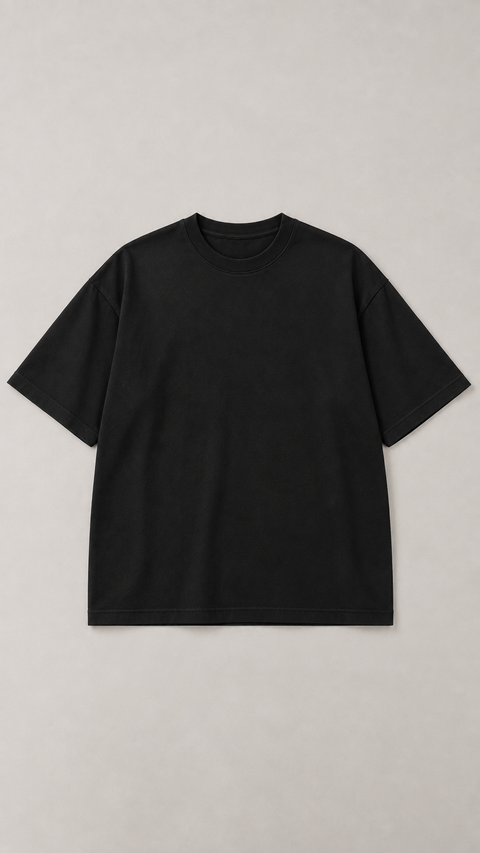 Classic Oversized Tee in Jet Black — flat lay