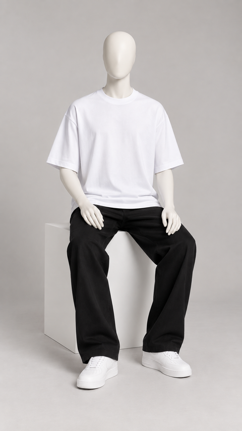 Classic Oversized Tee in White — mannequin pose 3