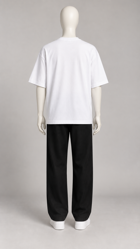 Classic Oversized Tee in White — back view