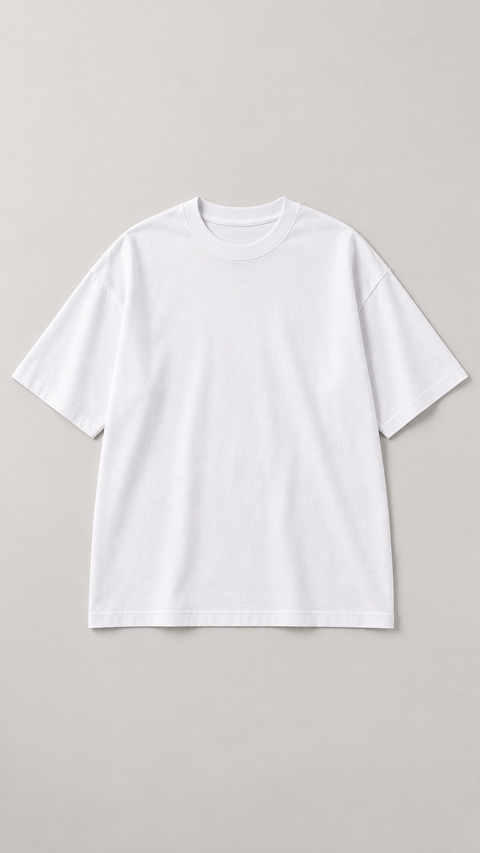 Classic Oversized Tee in White — flat lay