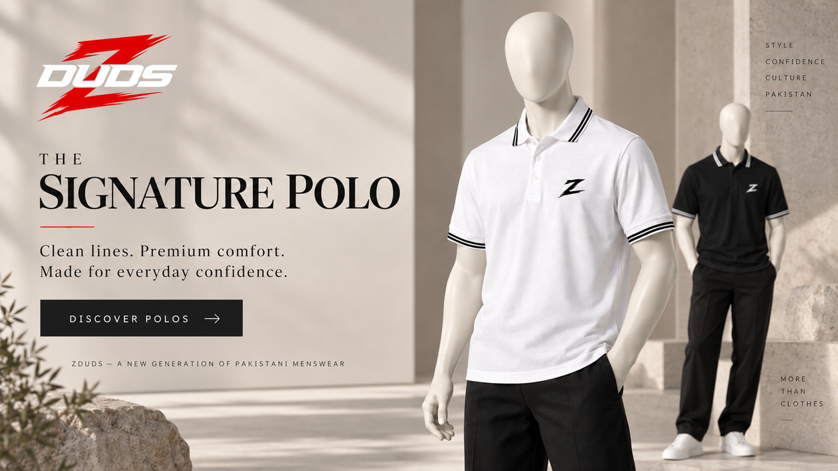 ZDUDS Signature Z polo shirts on mannequins in white and black